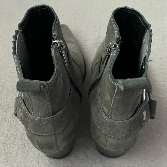 Marc Fisher Mlhalie Ankle Boot-Gray-Suede-Womens 8-Harness-Moto-Punk-Grunge-EUC - Picture 5 of 10